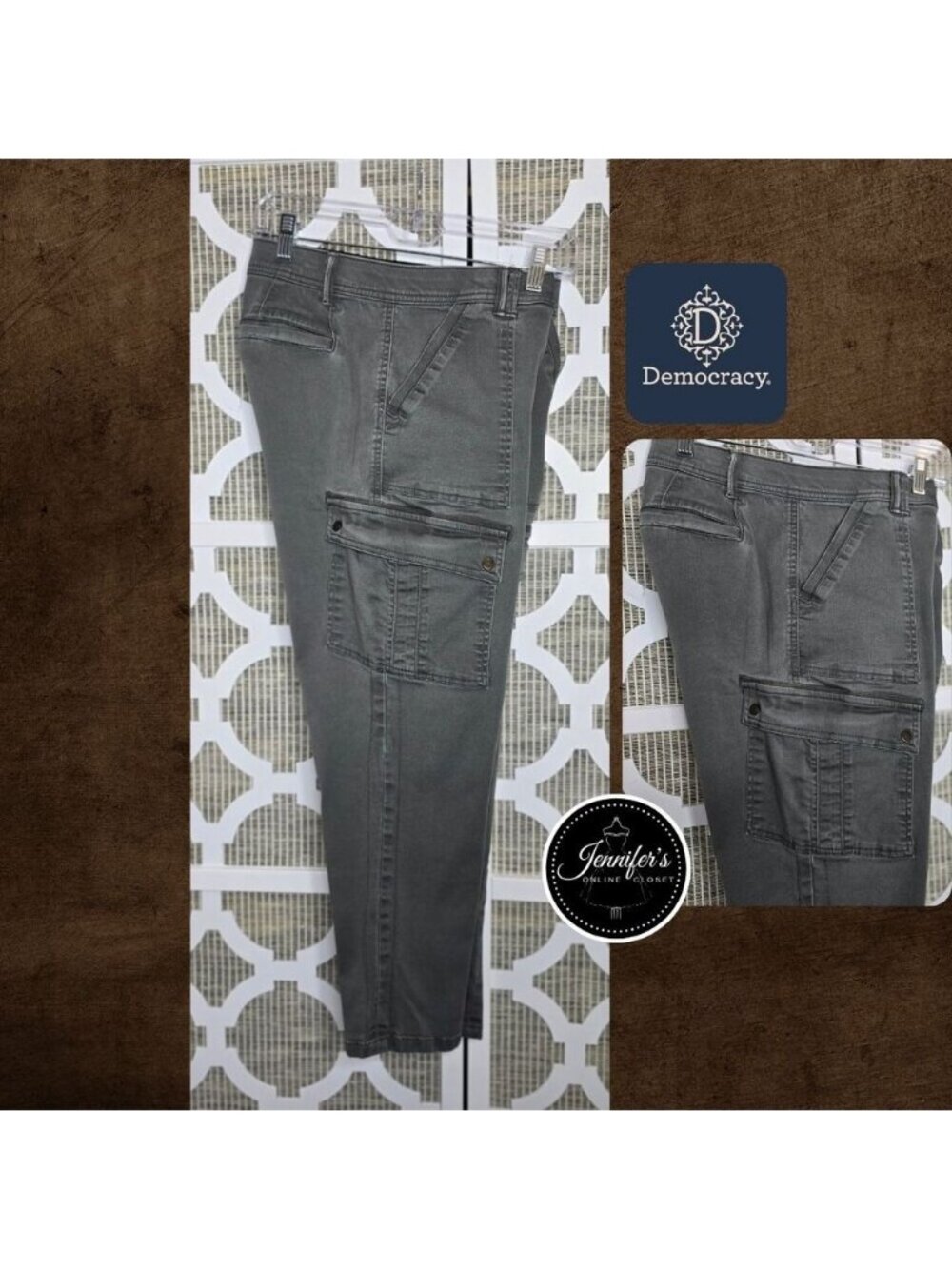 Democracy Women's Olive Green Ab Solution Mold & Hold Cargo Pants Size 10